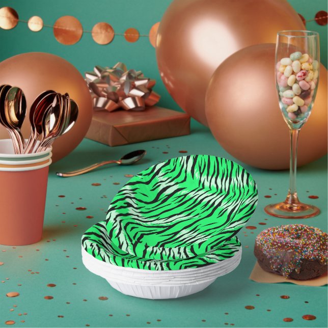 Green Tiger Animal Skin Pattern Design  Paper Plate (Multi)