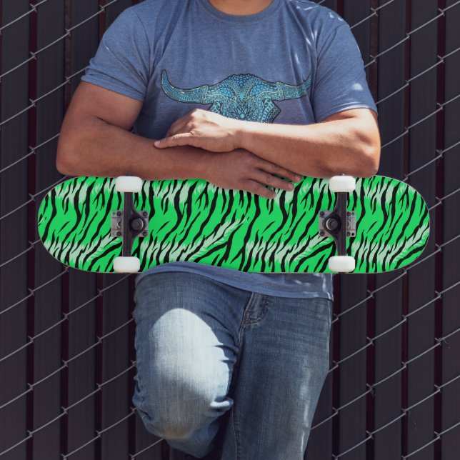 Green Tiger Animal Skin Pattern Design  Skateboard (Outdoor 3)