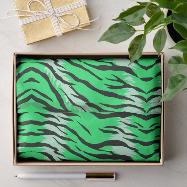 Green Tiger Animal Skin Pattern Design  Tissue Paper (Gift)