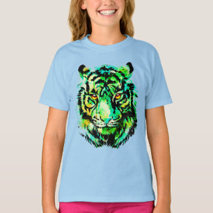 Green Tiger Kids T-Shirt - Green Tiger Drawing
