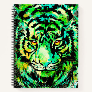 Green Tiger Notebook - Tiger Artwork - Wildlife