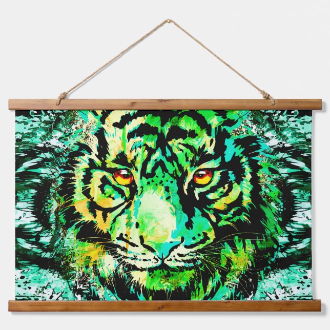 Green Tiger Wood-Topped Wall Tapestry (Front)