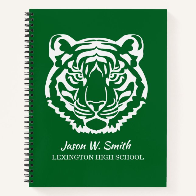 Green Tigers Logo School Mascot Notebook (Front)