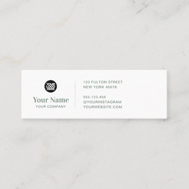 Green tiny business logo simple modern minimalist mini business card (Front)