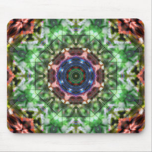 Green to brown circle kaleidoscope, acrylic style mouse pad