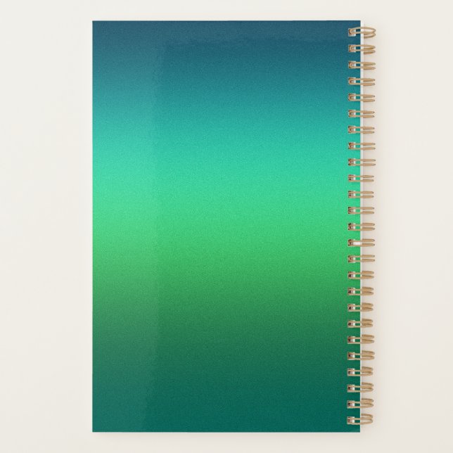 Green to Teal Gradient Spiral Notebook Modern Mini Planner (Back)