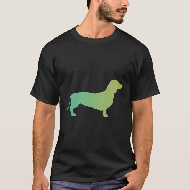 Green To Yellow Gradient Dachshund T-Shirt (Front)