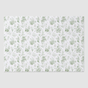 Green Toile De Jouy Vintage Floral Chinoiserie Tissue Paper