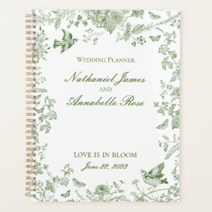 Green Toile De Jouy Vintage Floral Wedding Planner