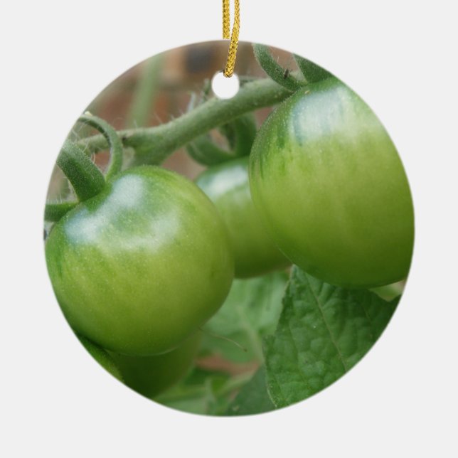 Green Tomatoes Custom Birthday Ceramic Tree Decoration (Front)