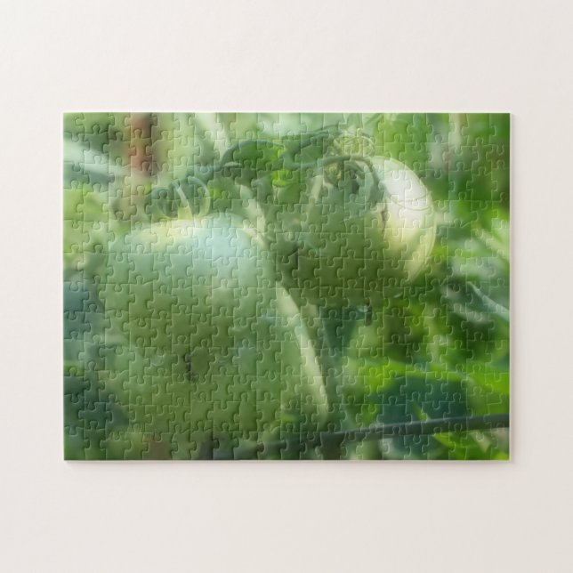 Green Tomatoes With Raindrops Nature Jigsaw Puzzle (Horizontal)