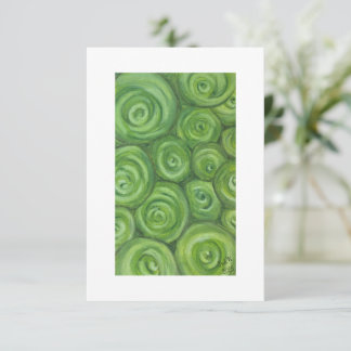 Green toned roses - hand-drawn original art. thank you card