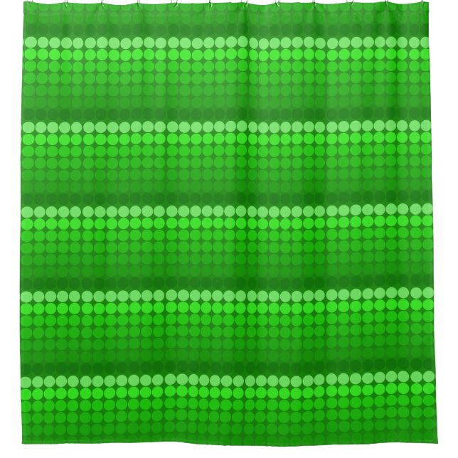 Green tones  Mid century mod dots circles Shower Curtain (Front)