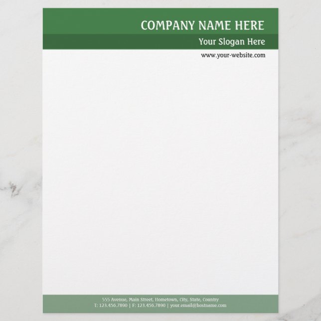 Green Tones Personalized Letterhead (Front)