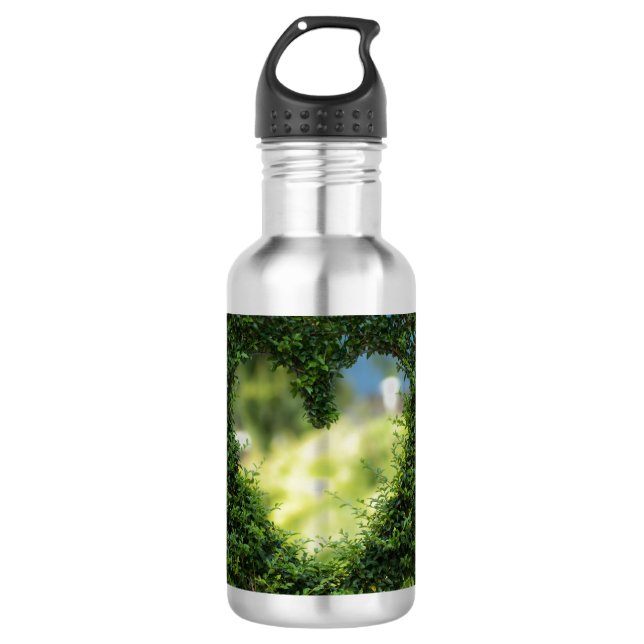 Green Topiary Heart 532 Ml Water Bottle (Front)