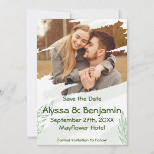 Green Torn Photo Save The Date