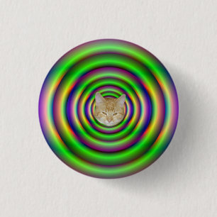 Green Torus Tunnel Pinback Button + cat
