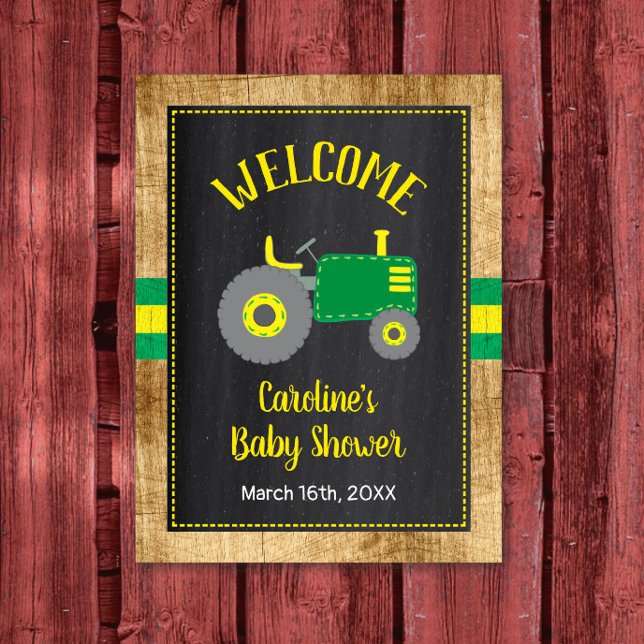 Green Tractor Baby Shower Welcome Sign Decor (Creator Uploaded)