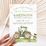 Green Tractor Birthday Invitation<br><div class="desc">Green Tractor Watercolor Farm Birthday Invitation</div>