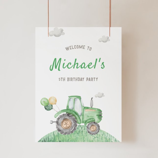 Green Tractor Birthday Welcome Sign (Creator Uploaded)