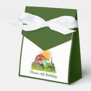 Green Tractor Boys Birthday Party Thanks Favour Box