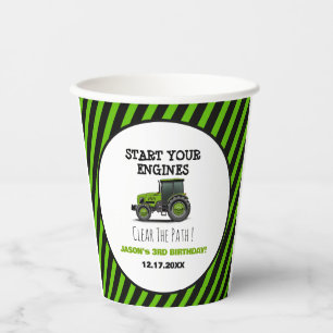 Green Tractor Boys Farm Birthday Party Paper Cups
