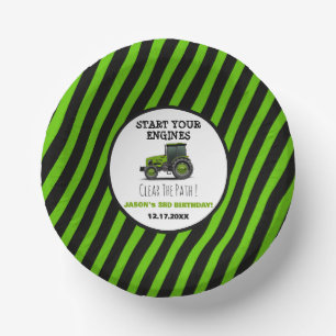 Green Tractor Boys Farm Birthday Party Paper Plate