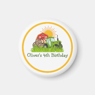 Green Tractor   Boys Themed Birthday Party  Magnet