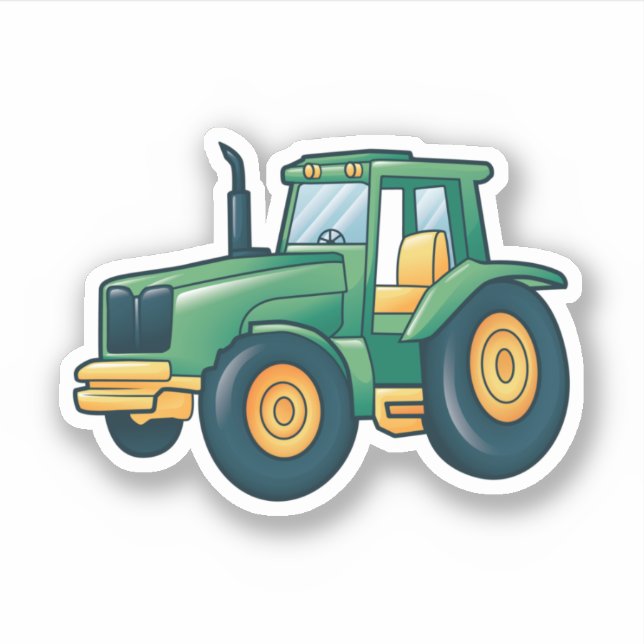 Green Tractor Cartoon  (Front)
