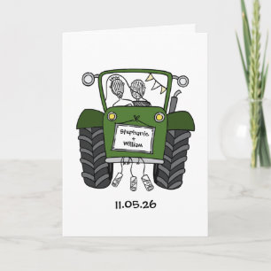 Green Tractor Country Wedding Card