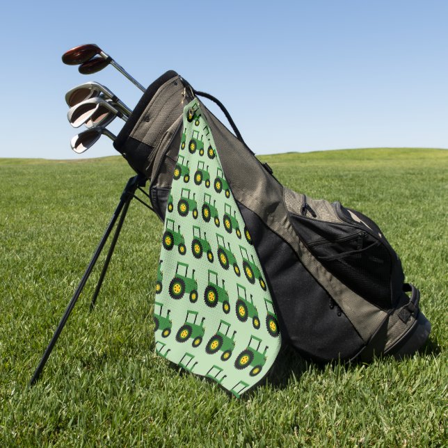 Green Tractor Design Any Colour Background Golf Towel (Green)