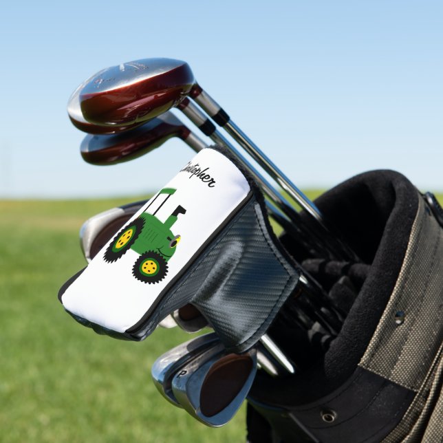 Green Tractor Design Golf Head Cover (In Situ)