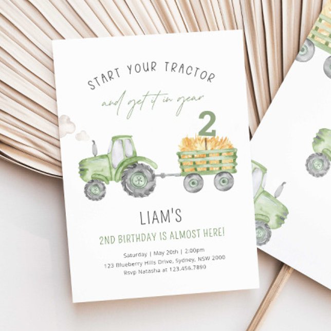 Green Tractor Farm Birthday Any Age Party Invitation (Creator Uploaded)