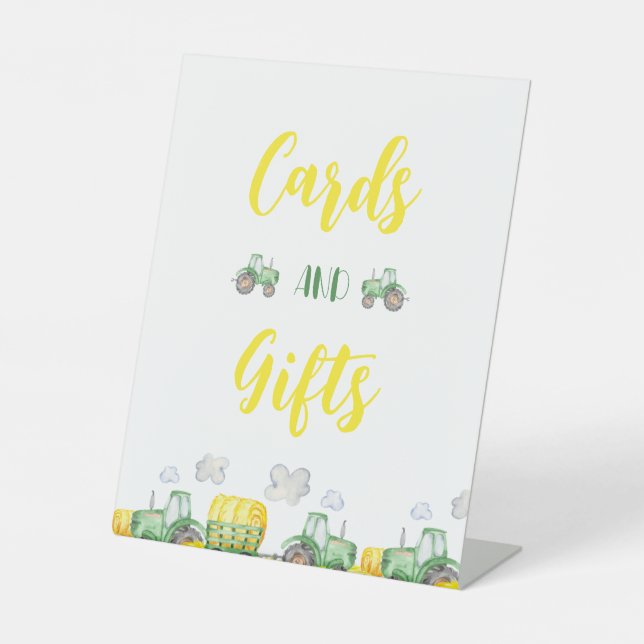 Green Tractor Farm Birthday Cards & Gifts Sign (Front)