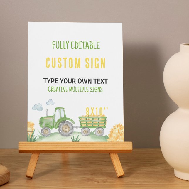Green Tractor Farm Birthday Party Table Sign (Creator Uploaded)