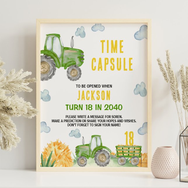 Green Tractor Farm Birthday Time Capsule Sign (Creator Uploaded)
