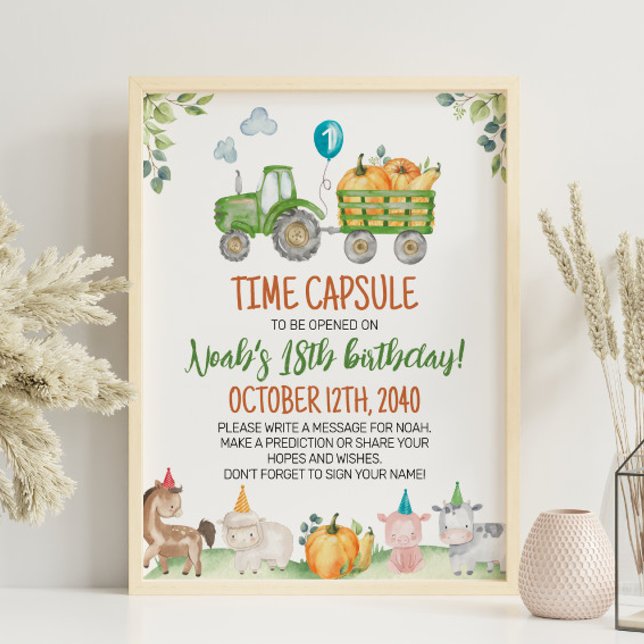 Green Tractor Farm Birthday Time Capsule Sign (Creator Uploaded)