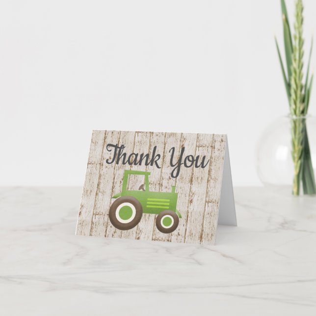 Green Tractor Farm Thank You Card (Front)