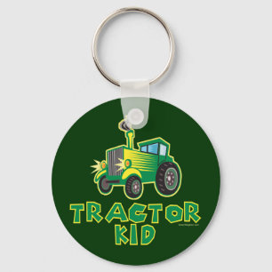 Green Tractor Kid Key Ring