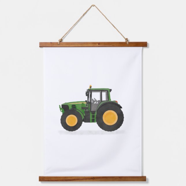 Green Tractor Kids Room Decor Hanging Tapestry (Front)