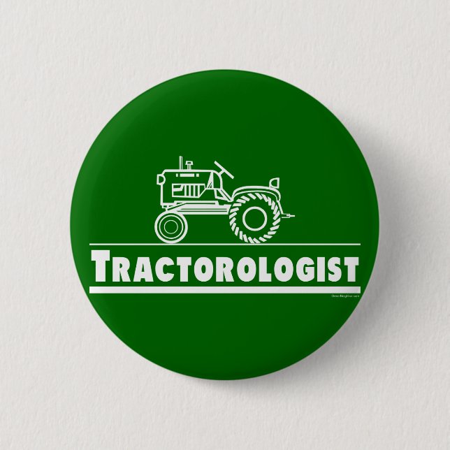 Green Tractor Ologist 6 Cm Round Badge (Front)