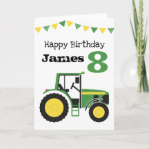 Green Tractor Personalised Age Birthday Card