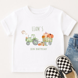 Green Tractor & Pumpkins Birthday T-Shirt