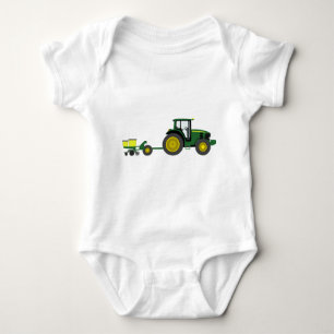 Green Tractor with Planter Cart Baby Bodysuit
