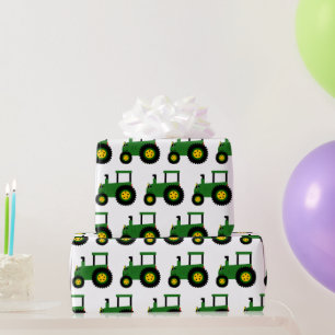 Green Tractor Wrapping Paper