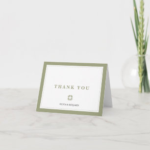 Green traditional border simply thank you note card