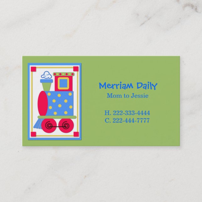 Green Train Engine Mummy Play Date Card (Front)