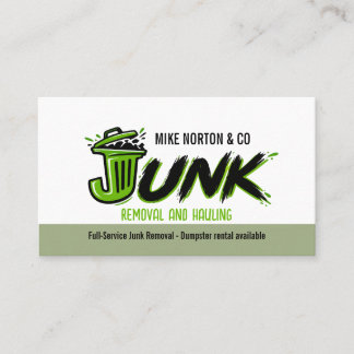 Green Trash Bin Junk Removal Hauling Business Card