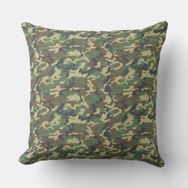 Green Tree Bark | Camo Style Pattern Cushion (Front)