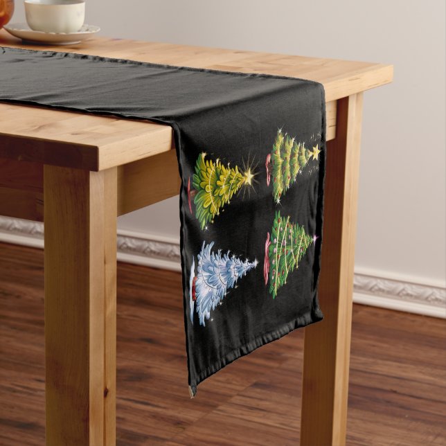 Green Tree Christmas Holiday Winter Short Table Runner (In Situ)